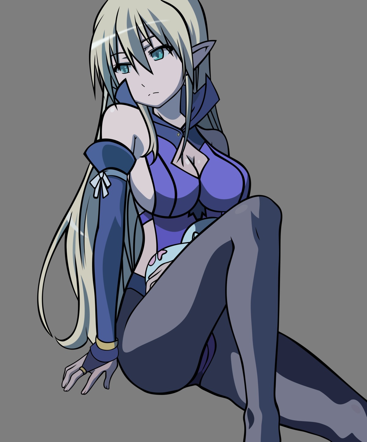 cleavage, lotte_no_omocha!, mercelida_ygvar, pantyhose, pointy_ears, transparent_png, vector_trace