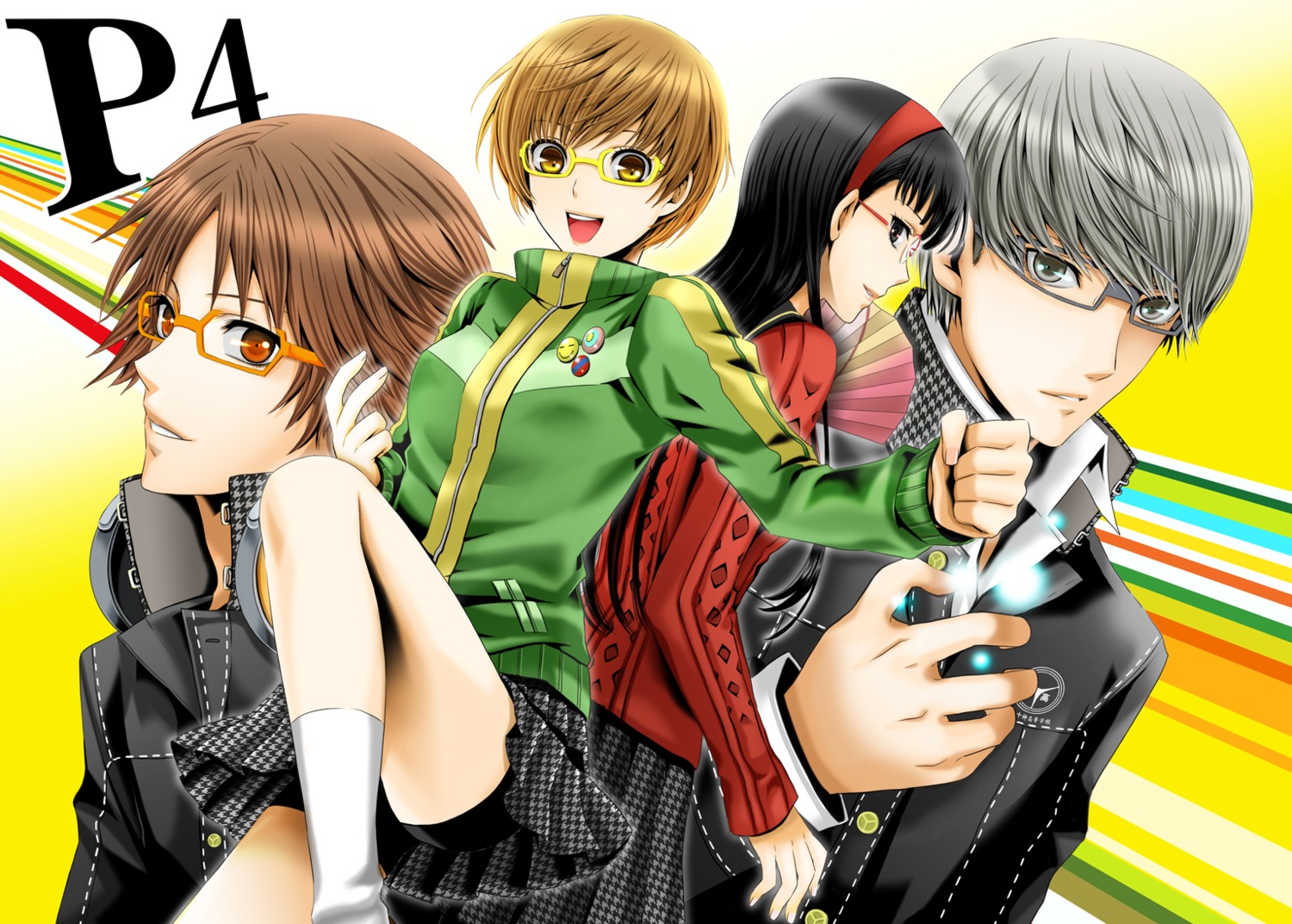 amagi_yukiko, bike_shorts, hanamura_yousuke, megane, megaten, narukami_yuu, persona, persona_4