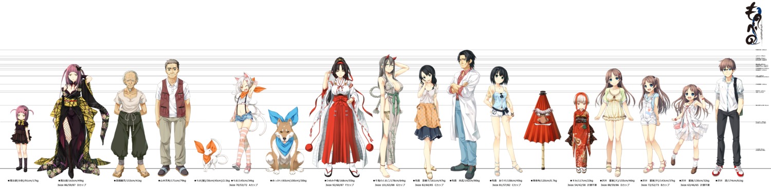 animal_ears, arishima_alice, arishima_nahoko, arishima_naotake, chima_(monobeno), chinadress, cura, dress, himemiya, horns, kimono, lose, megane, miko, monobeno, neko, nekomimi, sawai_natsuha, sawai_tooru, sumi_(monobeno), summer_dress, takijorou, thighhighs, tooko, yukata
