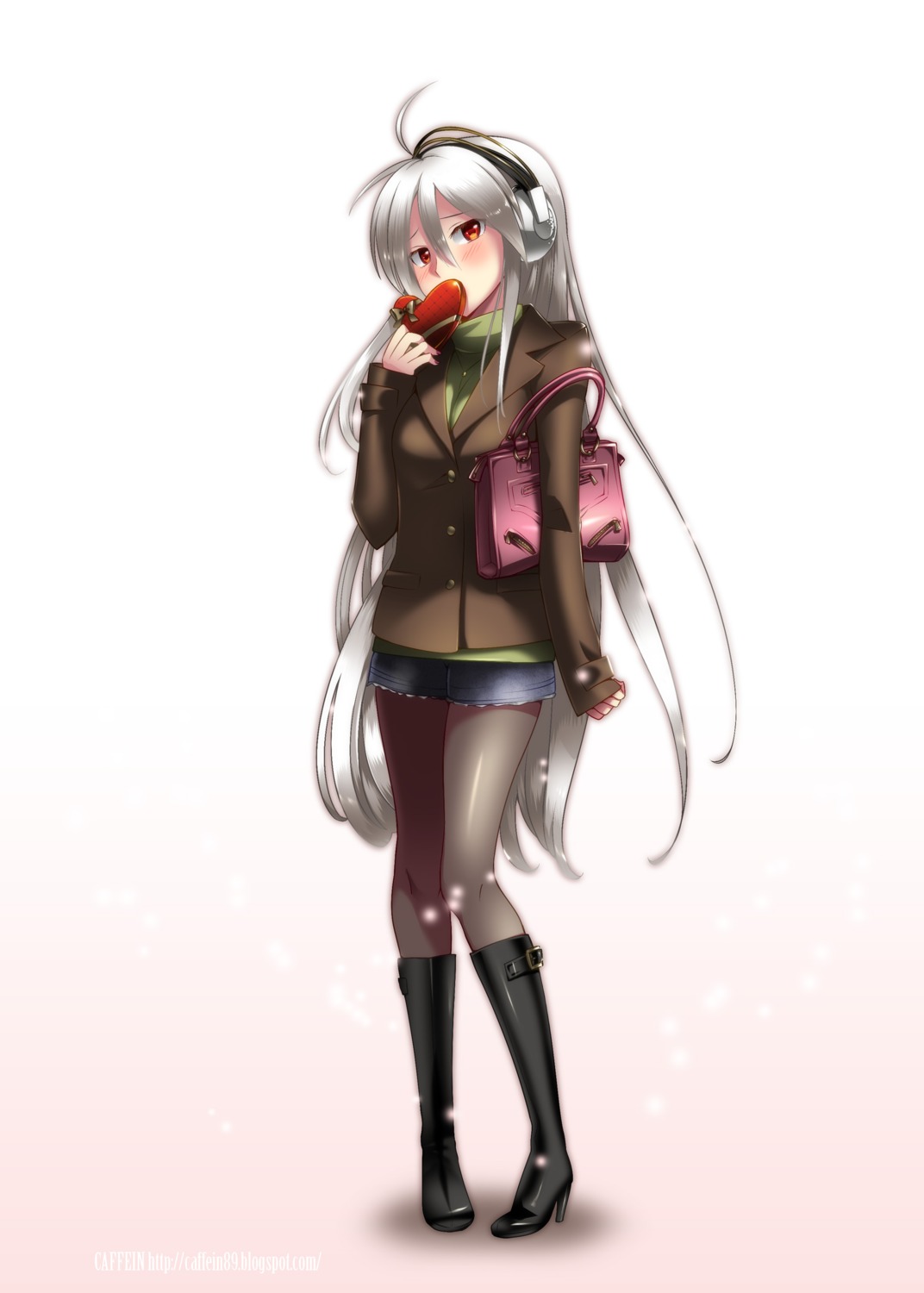 caffein, headphones, pantyhose, valentine, vocaloid, yowane_haku