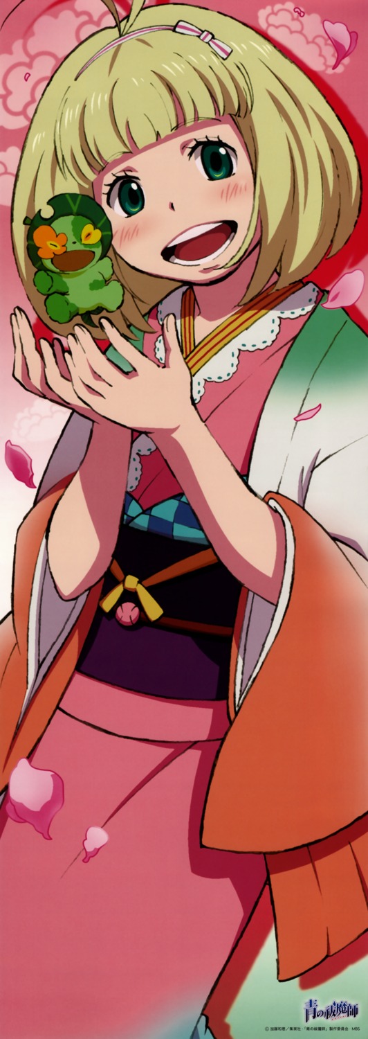 ao_no_exorcist, kimono, moriyama_shiemi, stick_poster