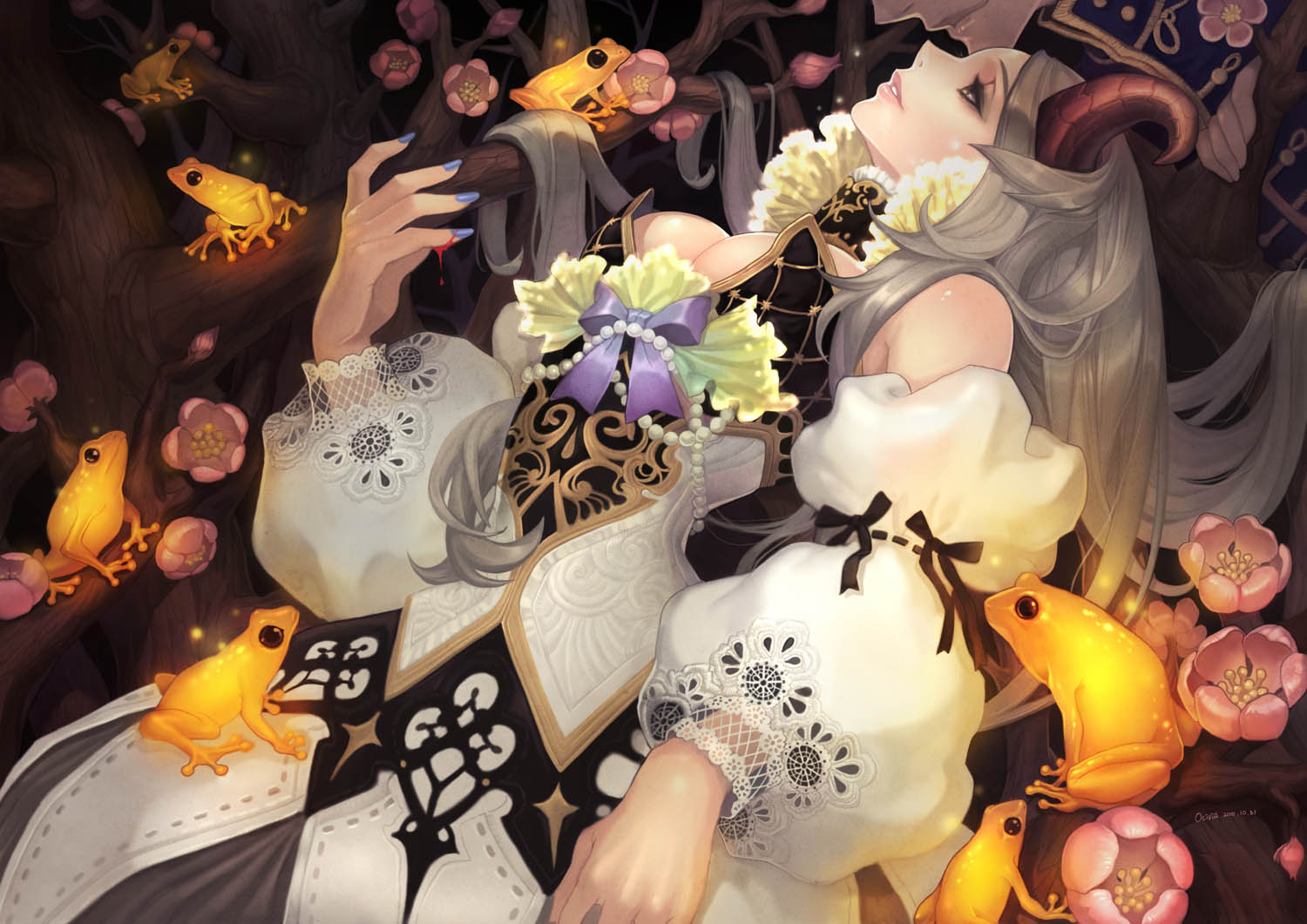 cleavage, horns, jpeg_artifacts, olivia_(yh)