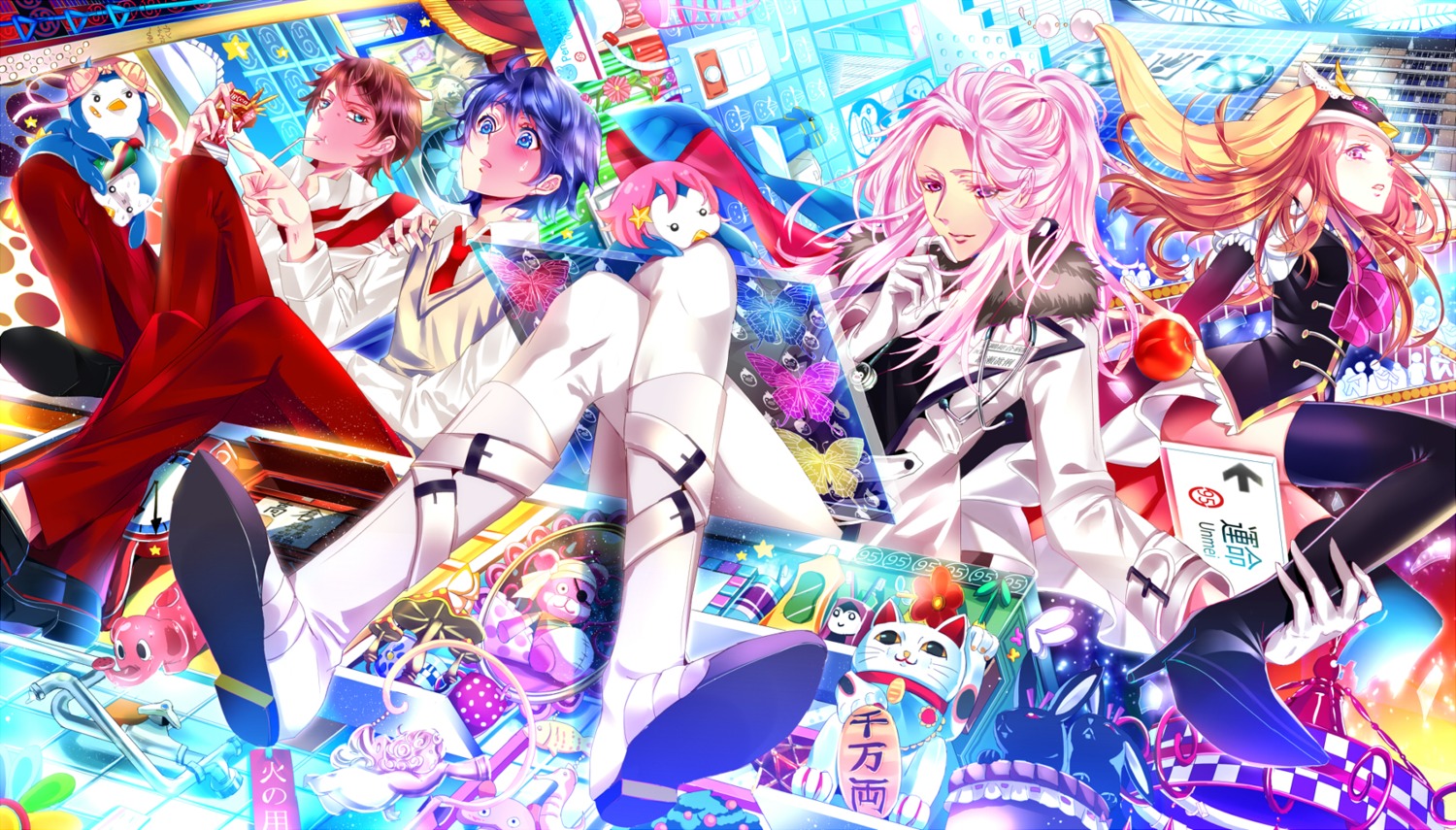 mawaru_penguindrum, takakura_himari, takakura_kanba, takakura_shouma, thighhighs, watase_sanetoshi, yuna_(rutera)