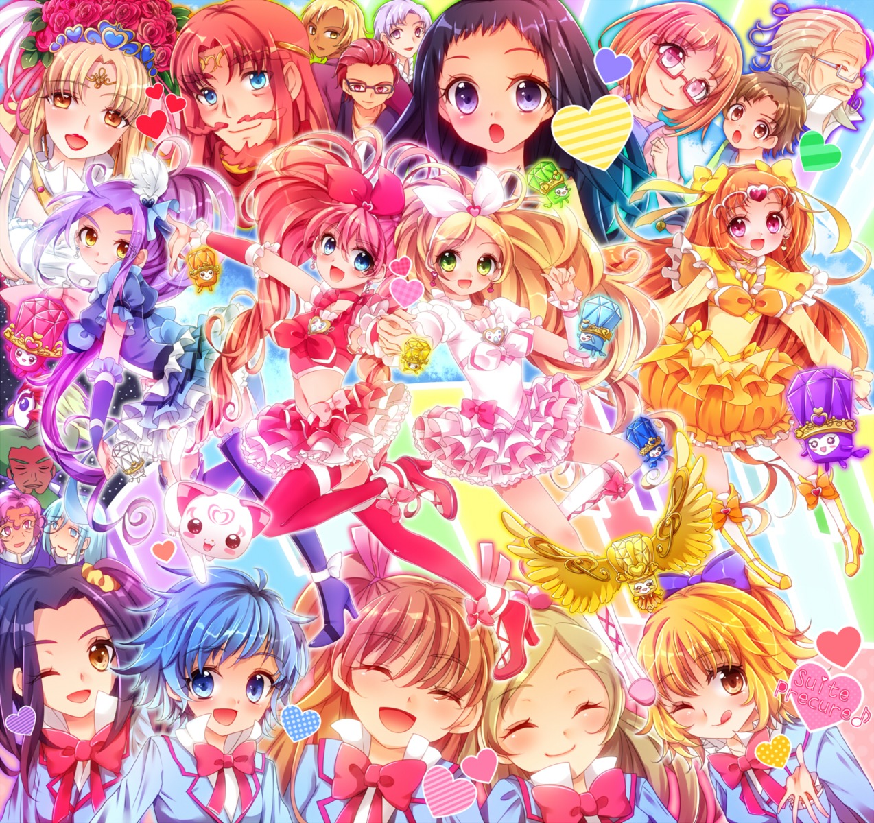 aphrodite_(suite_precure), baritone, bassdrum, cresendo_tone, falsetto_(suite_precure), flat_(suite_precure), higashiyama_seika, houjou_hibiki, hummy, kurokawa_ellen, megane, mephisto, minamino_kanade, natural, neko, nishijima_waon, noise_(suite_precure), precure, seifuku, sharp, shirabe_ako, shirabe_otokichi, suite_precure, suzu_(suite_precure), uduki-shi