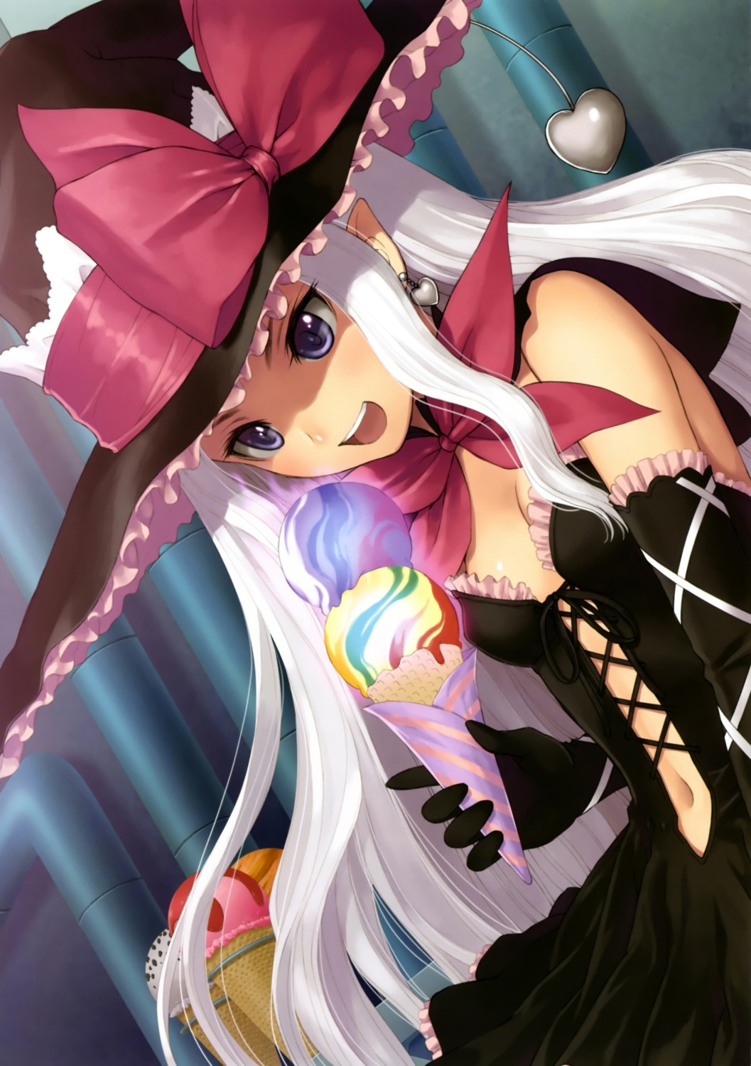 cleavage, dress, gothic_lolita, lolita_fashion, melty_de_granite, overfiltered, sega, shining_hearts