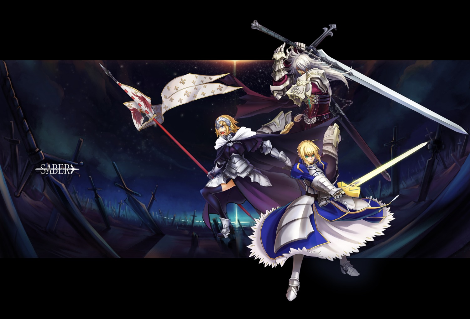 armor, artoria_pendragon_(fate), fate/apocrypha, fate/stay_night, jeanne_d'arc, jeanne_d'arc_(fate), siegfried_(fate), sword
