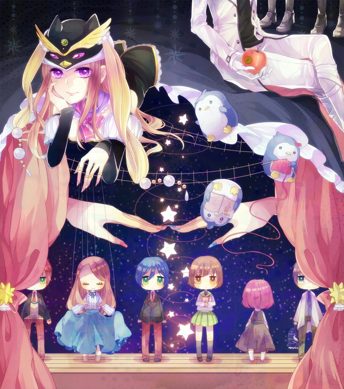 chibi, denko, mawaru_penguindrum, oginome_ringo, penguin, takakura_himari, takakura_kanba, takakura_shouma