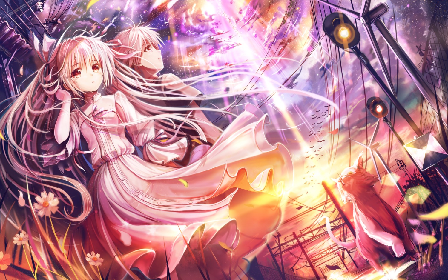 akabane, dress, kasugano_haruka, kasugano_sora, neko, sphere, wallpaper, yosuga_no_sora