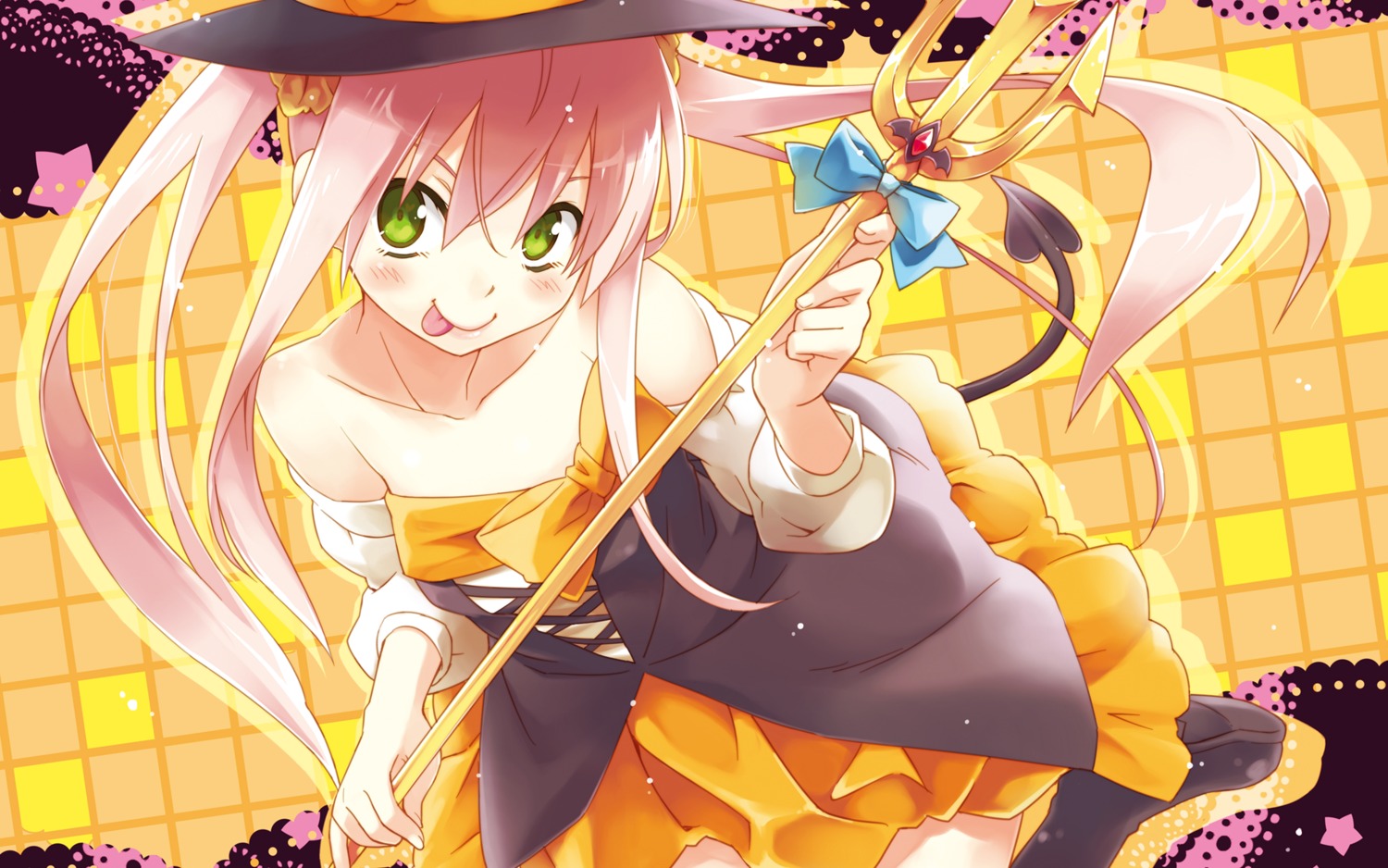 cafe_sourire, cuffs, eretto, mizushima_serika, tail, wallpaper, witch