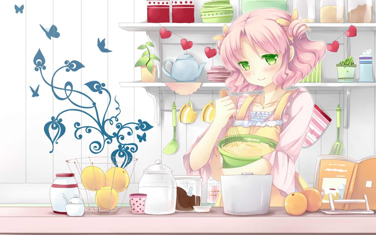 cafe_sourire, cuffs, mizushima_kasumi, natsume_eri, wallpaper