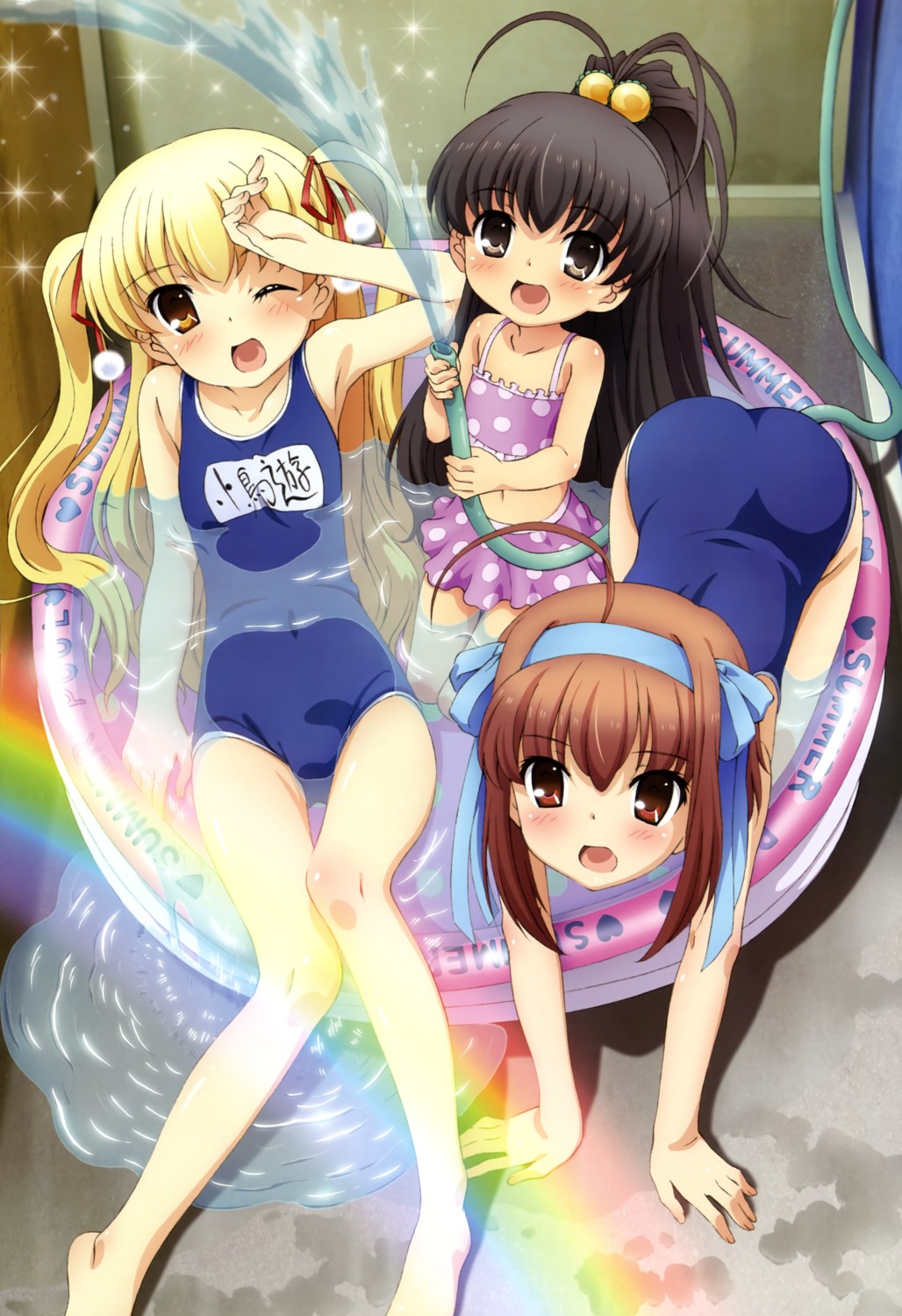 bikini, murota_eri, papa_no_iukoto_wo_kikinasai!, school_swimsuit, swimsuits, takanashi_hina, takanashi_miu, takanashi_sora