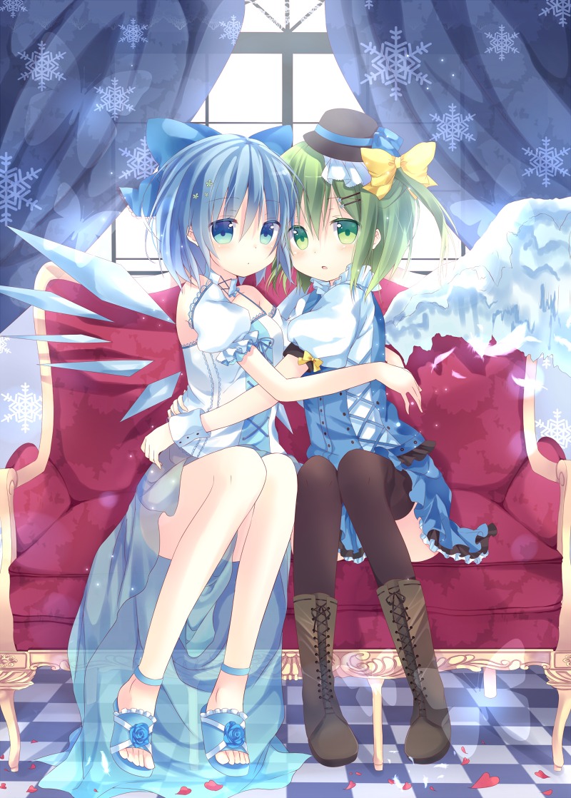 cirno, daiyousei, marotti, thighhighs, touhou, wings