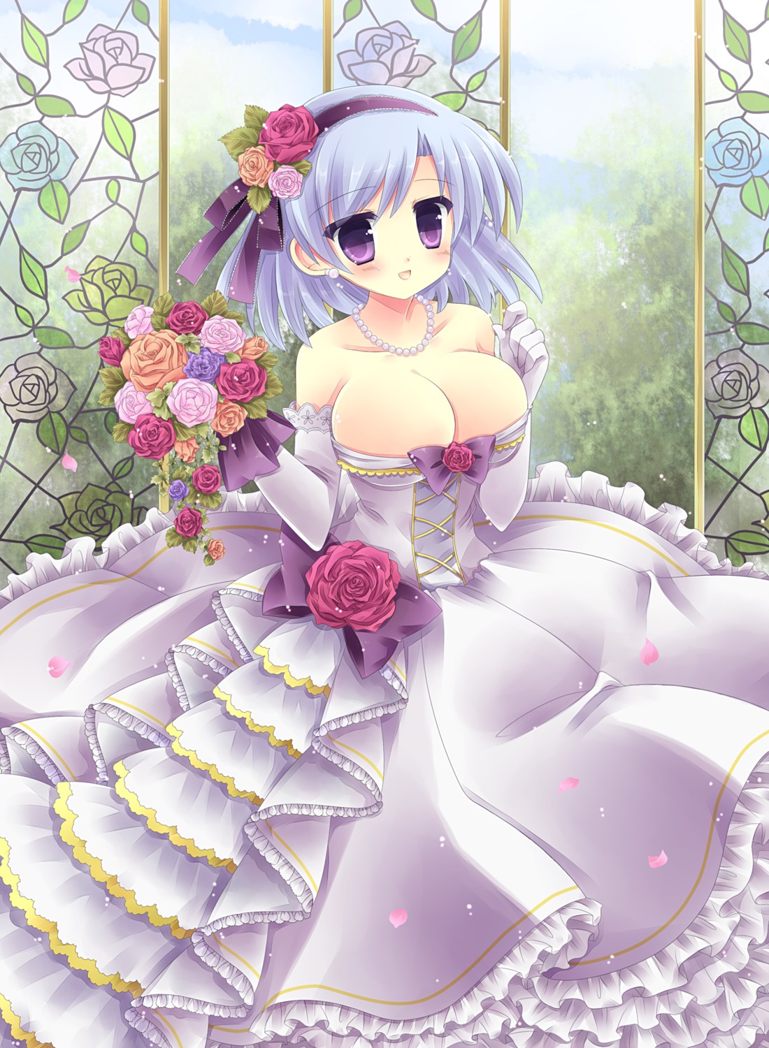 cleavage, dress, henriette_mystère, ko-ta., tantei_opera_milky_holmes, wedding_dress