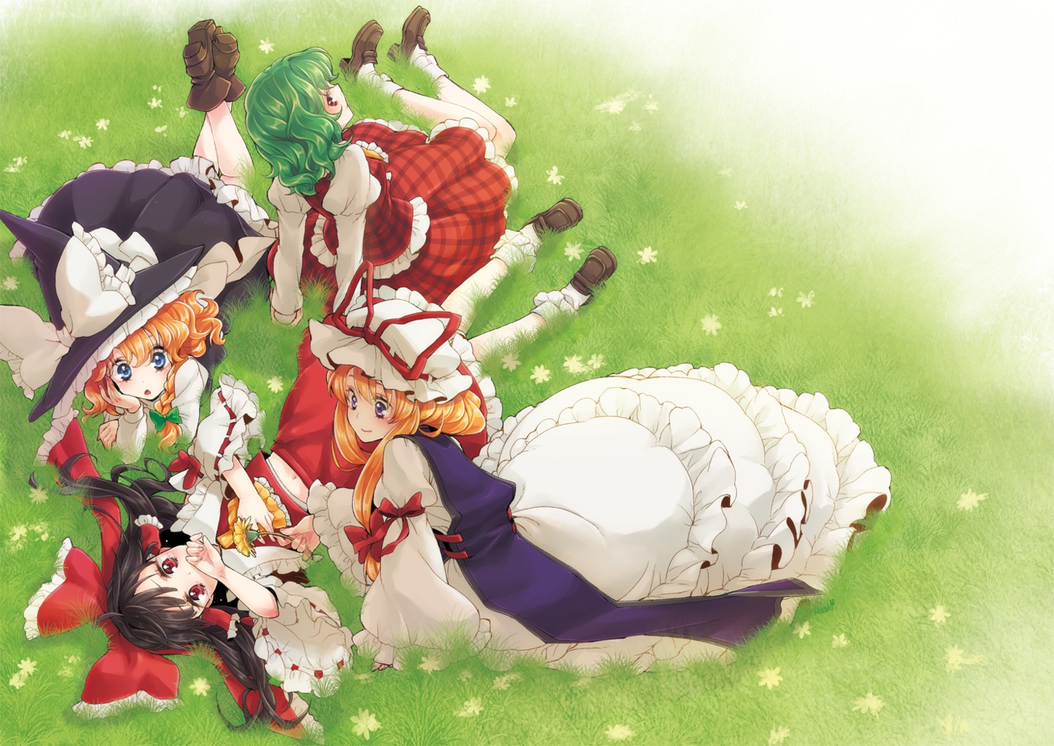 hakurei_reimu, kazami_yuuka, kirisame_marisa, n_saki, touhou, yakumo_yukari