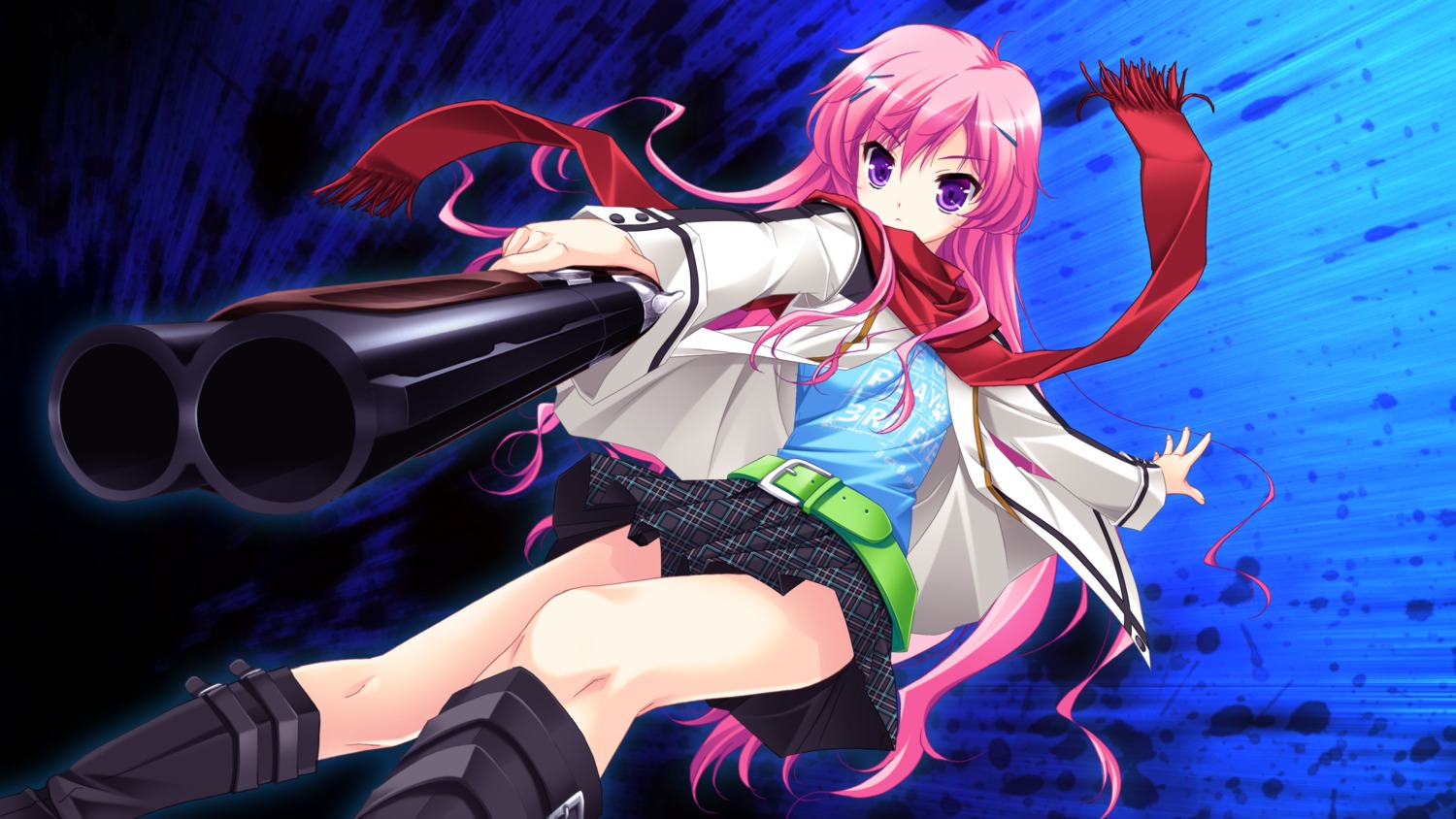 3rd_eye, game_cg, gun, mukougaoka_kana, sakaki_maki, shinigami_no_testament