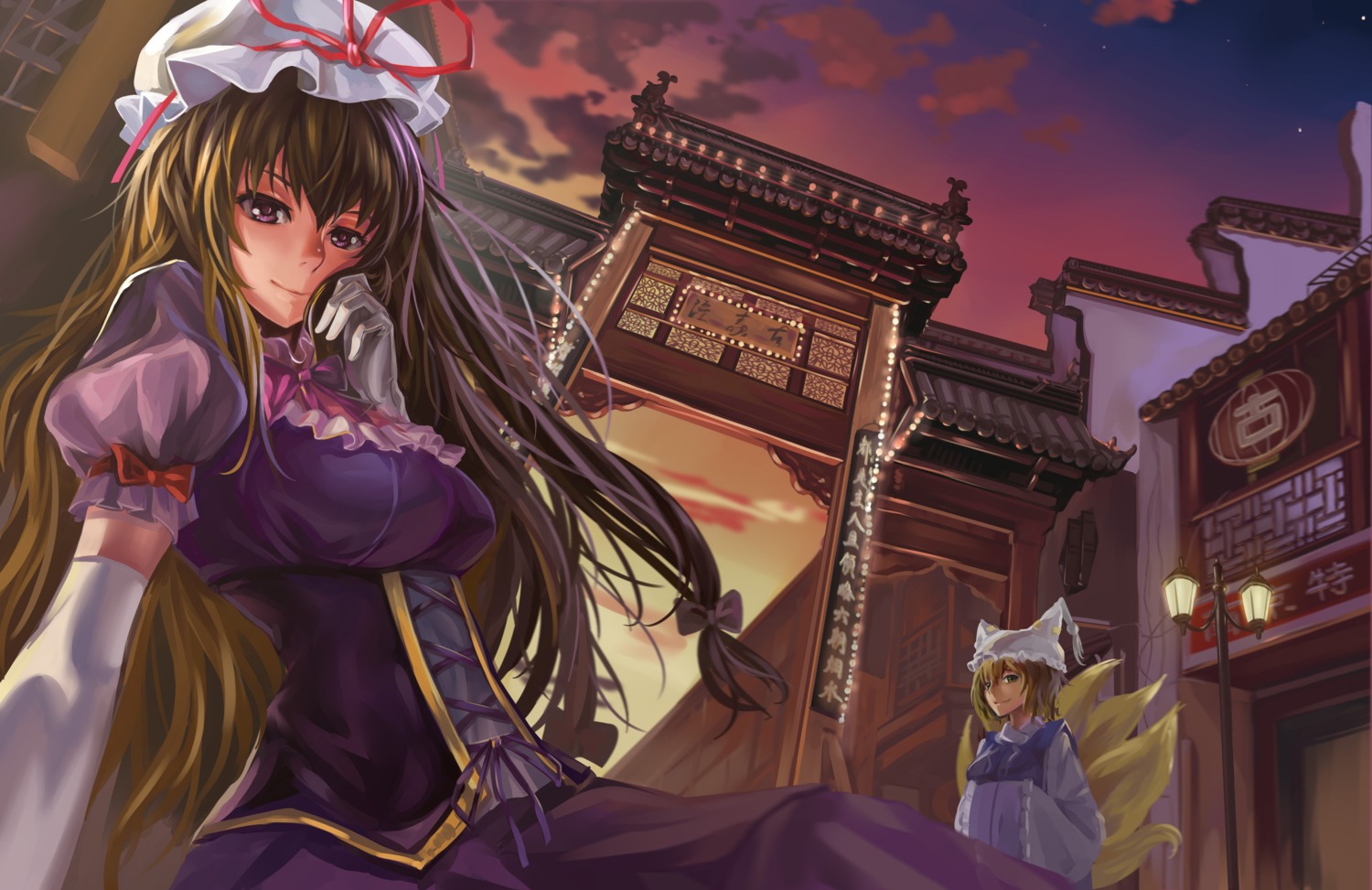 touhou, xiamianliele, yakumo_ran, yakumo_yukari