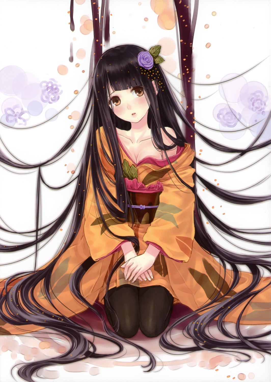 boku_to_kimi_to_kakuusekai_to, cleavage, kazuharu_kina, kimono, pantyhose