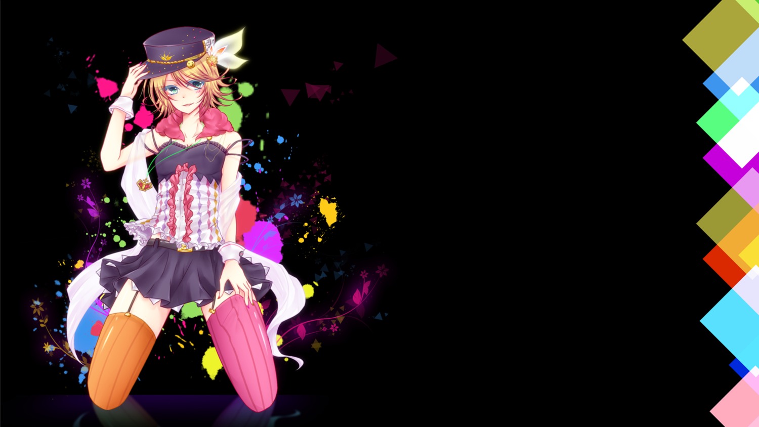 garter_belt, kagamine_rin, killer_lady_(vocaloid), mokoppe, stockings, thighhighs, vocaloid