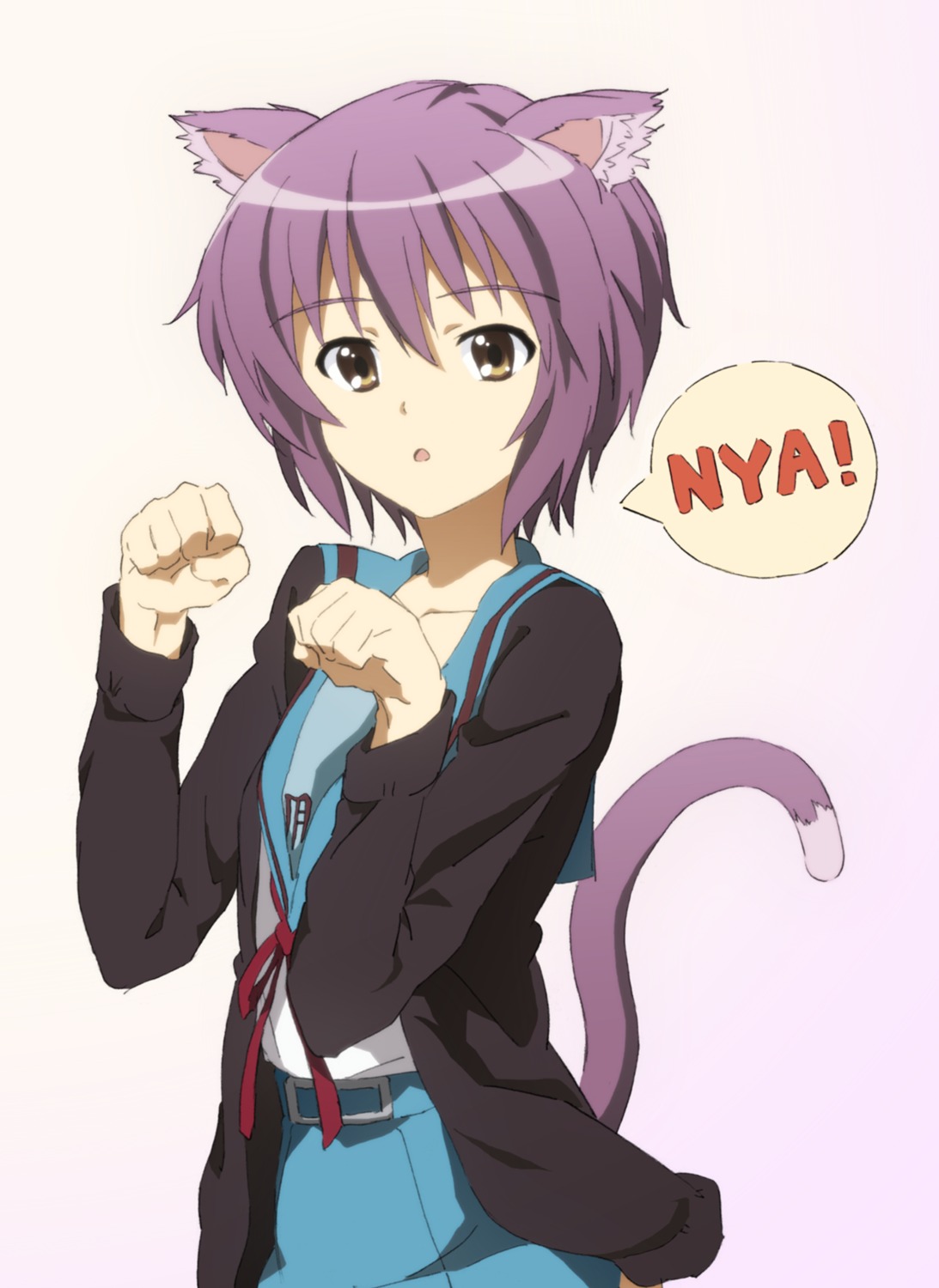 animal_ears, nagato_yuki, nekomimi, seifuku, suzumiya_haruhi_no_yuuutsu, tail, taku