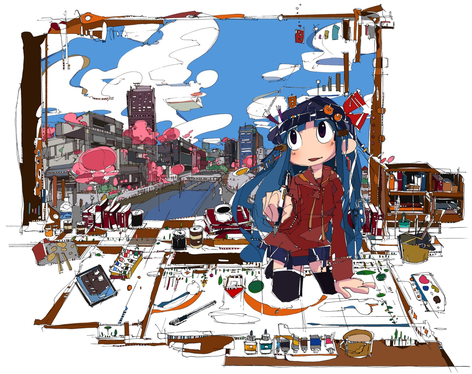 kinuten, oekaki_musume, thighhighs