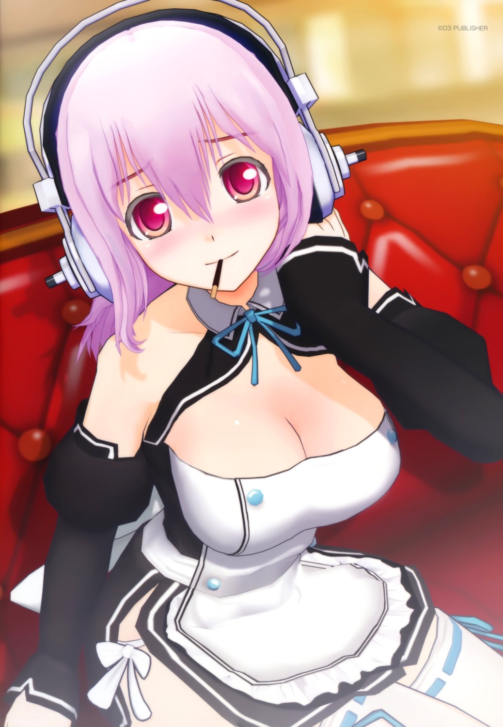 cg, cleavage, cosplay, dream_c_club, headphones, sonico, super_sonico, tsuji_santa