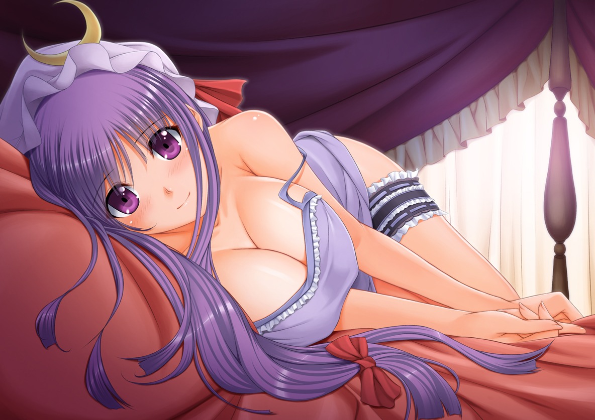 chiro, cleavage, garter, patchouli_knowledge, touhou