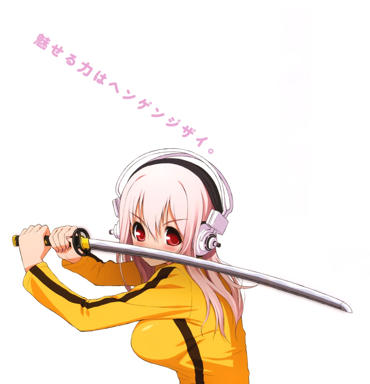 cosplay, headphones, kill_bill, nitroplus, sonico, super_sonico, sword, tsuji_santa