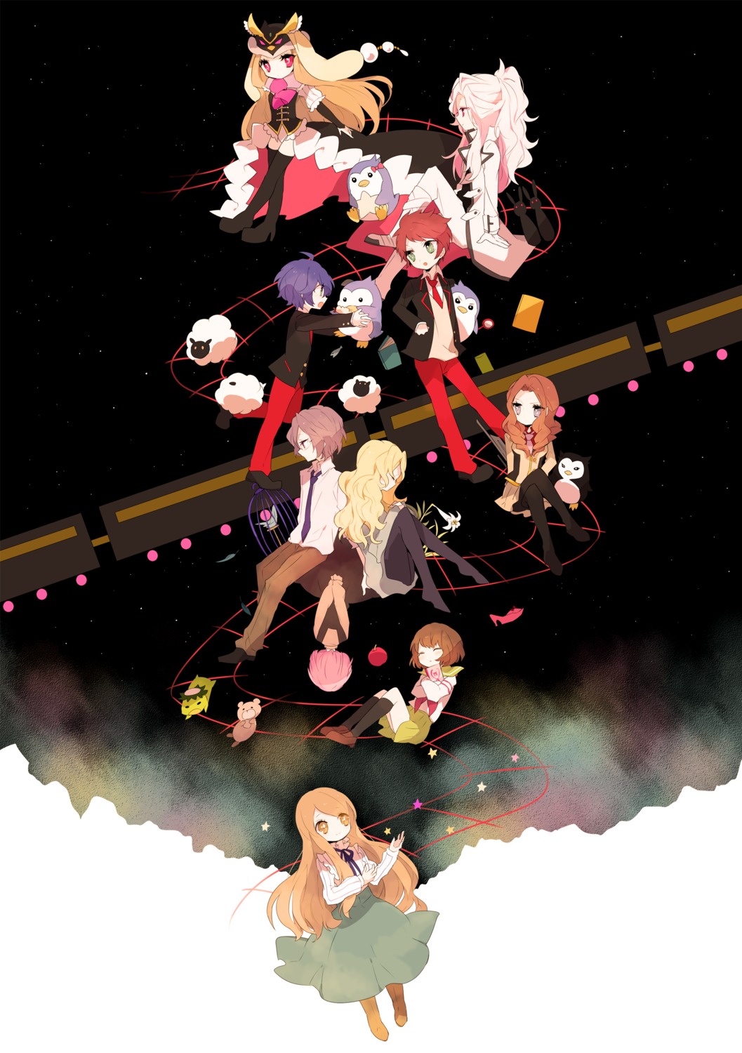 mawaru_penguindrum, natsume_masako, oginome_ringo, shichi, tabuki_keiju, takakura_himari, takakura_kanba, takakura_shouma
