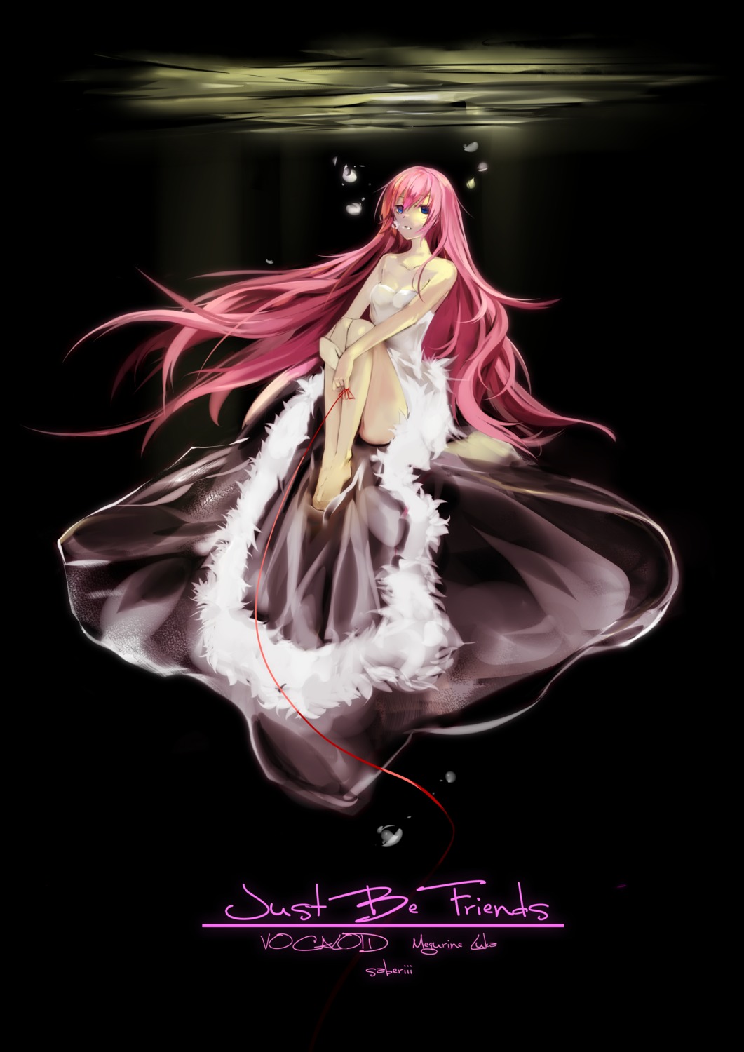 cleavage, dress, just_be_friends_(vocaloid), megurine_luka, saberiii, vocaloid