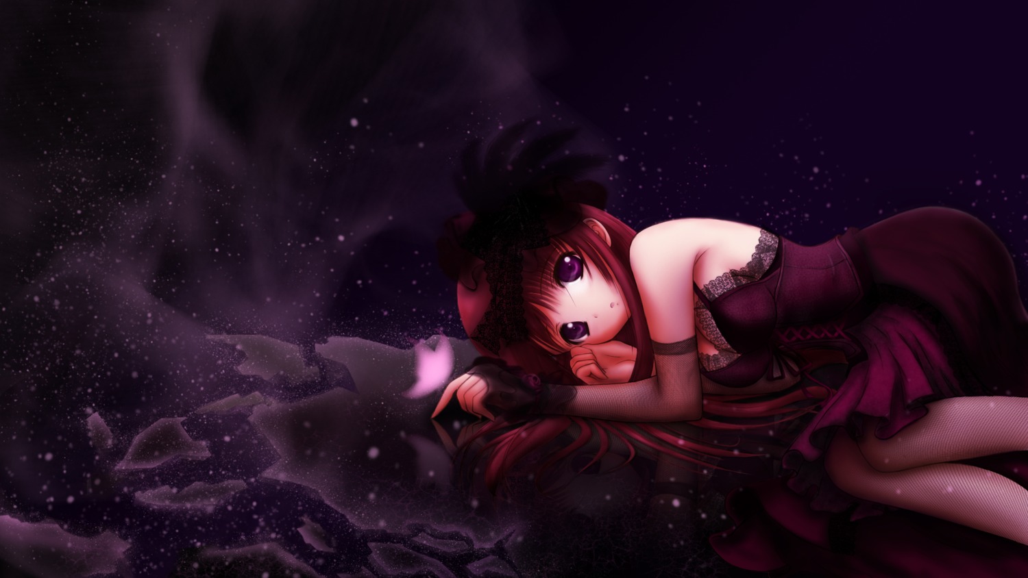 cleavage, dress, fishnets, phoenix_(artist)