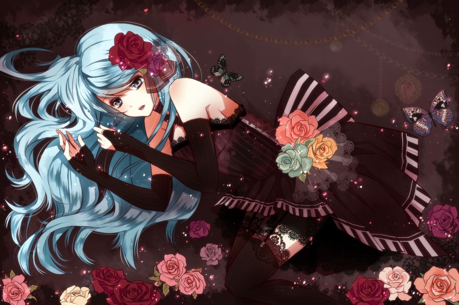 dress, hatsune_miku, stockings, thighhighs, tsukumo_(an-mar), vocaloid