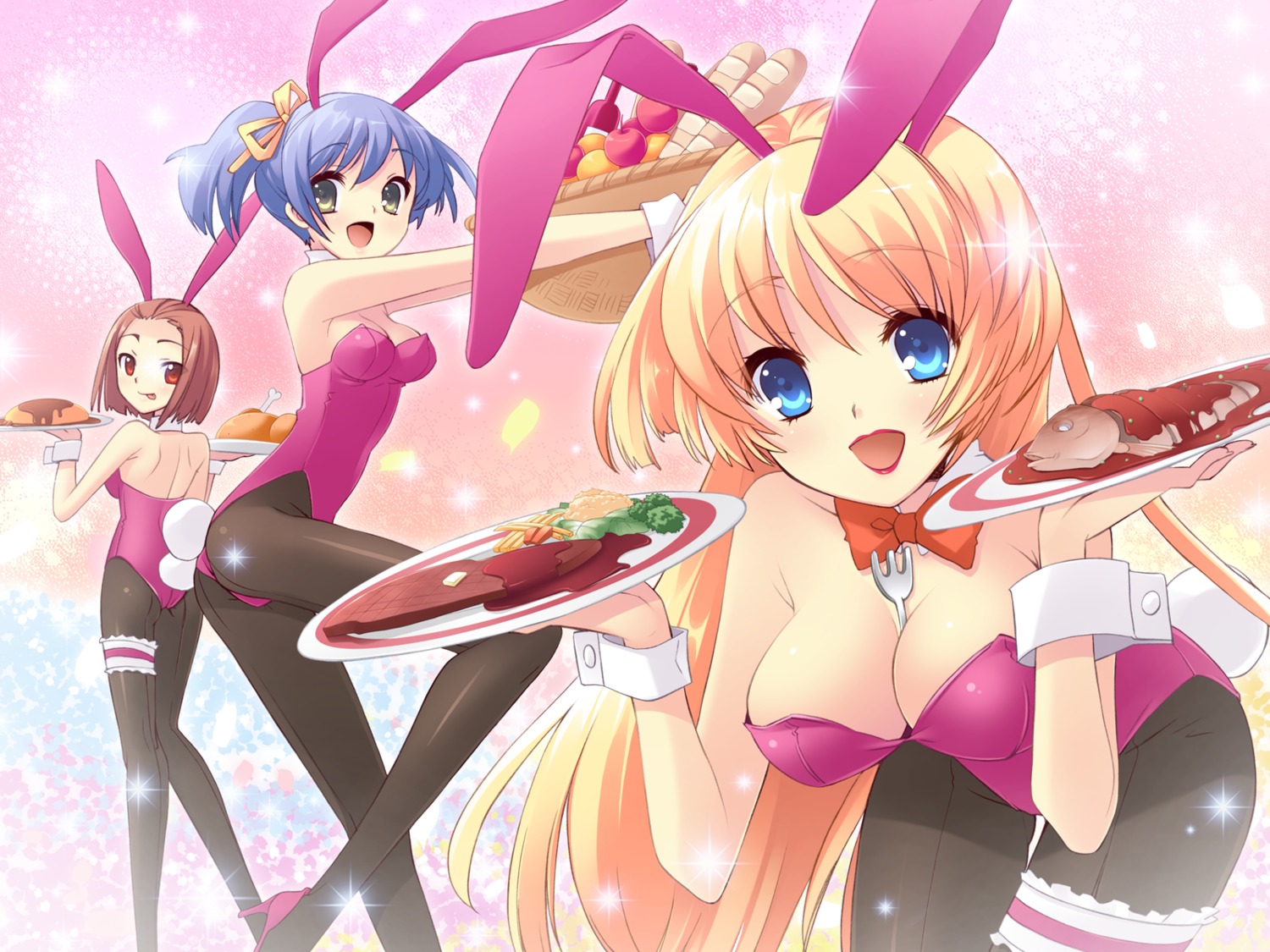 animal_ears, bunny_ears, bunny_girl, cleavage, flyable_heart, game_cg, garter, ito_noizi
