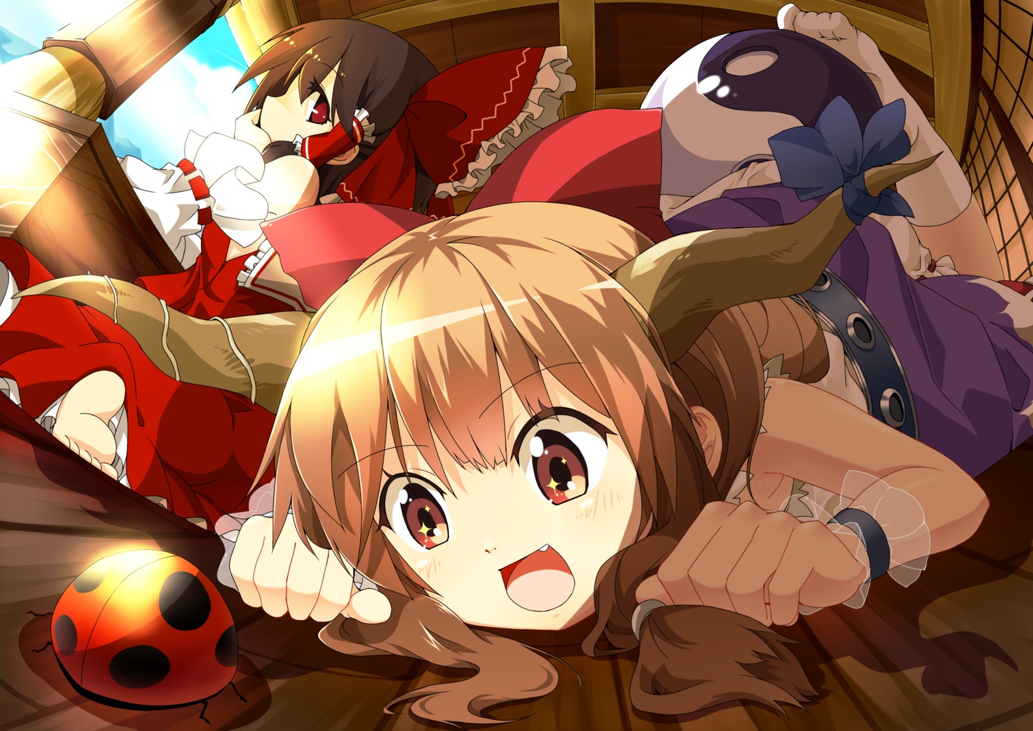 hakurei_reimu, ibuki_suika, kotomuke_fuurin, touhou