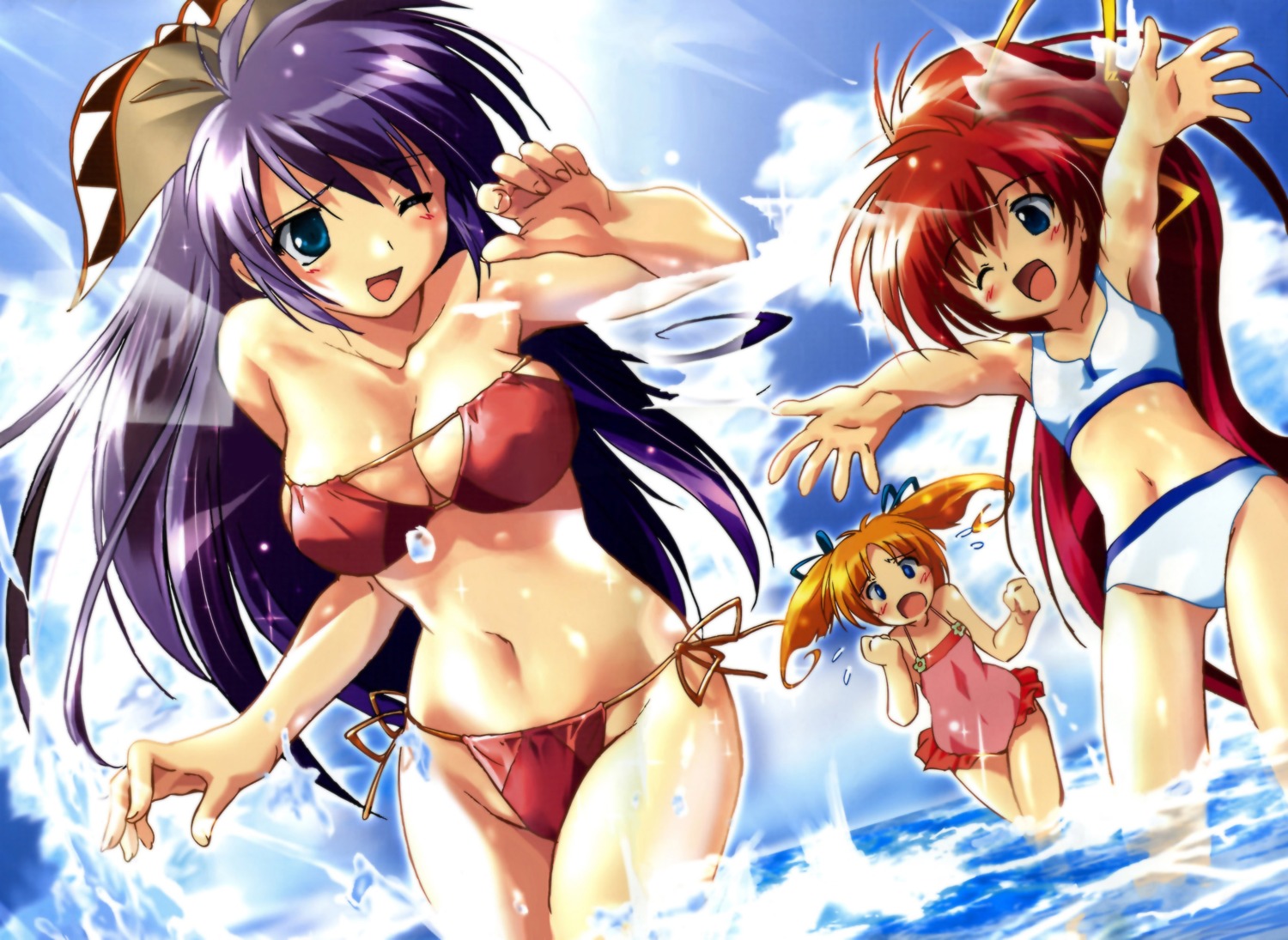 aoi_umi_no_tristia, bikini, deep-blue_series, faury_carat, komatsu_e-ji, nanoca_flanka, nene_hampden, swimsuits, wet
