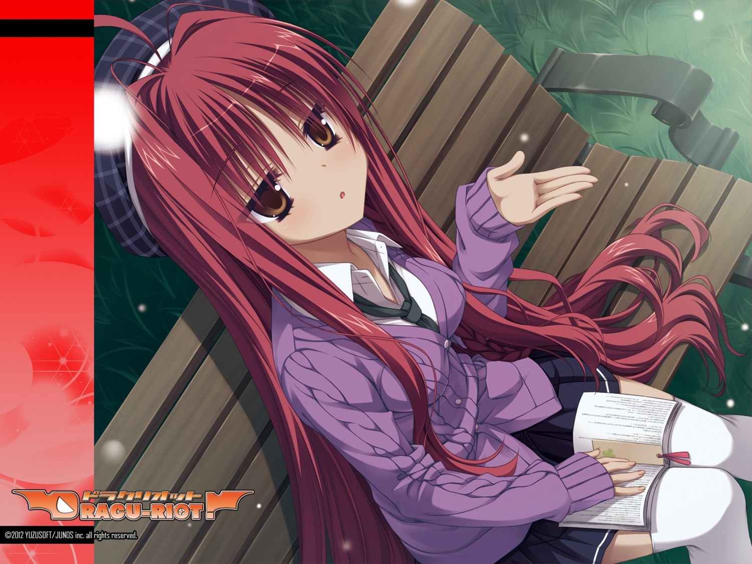 dracu-riot!, muririn, thighhighs, wallpaper, yarai_miu, yuzu-soft