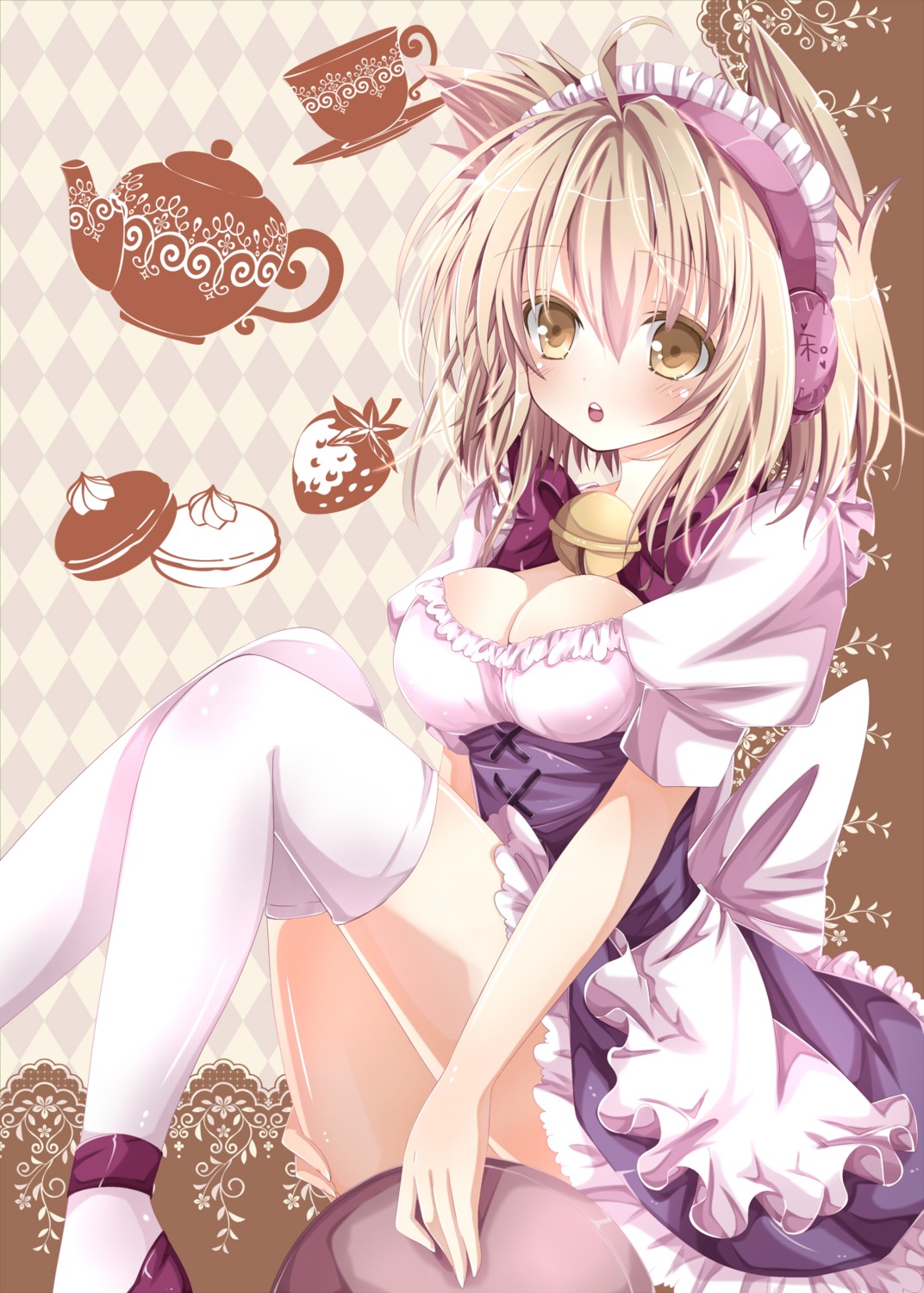 cleavage, maid, nanase_nao, thighhighs, touhou, toyosatomimi_no_miko