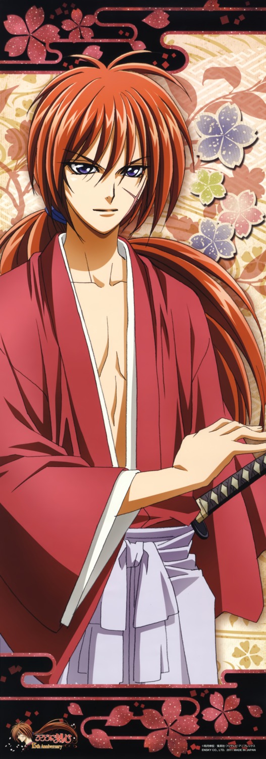 himura_kenshin, male, rurouni_kenshin, stick_poster, sword