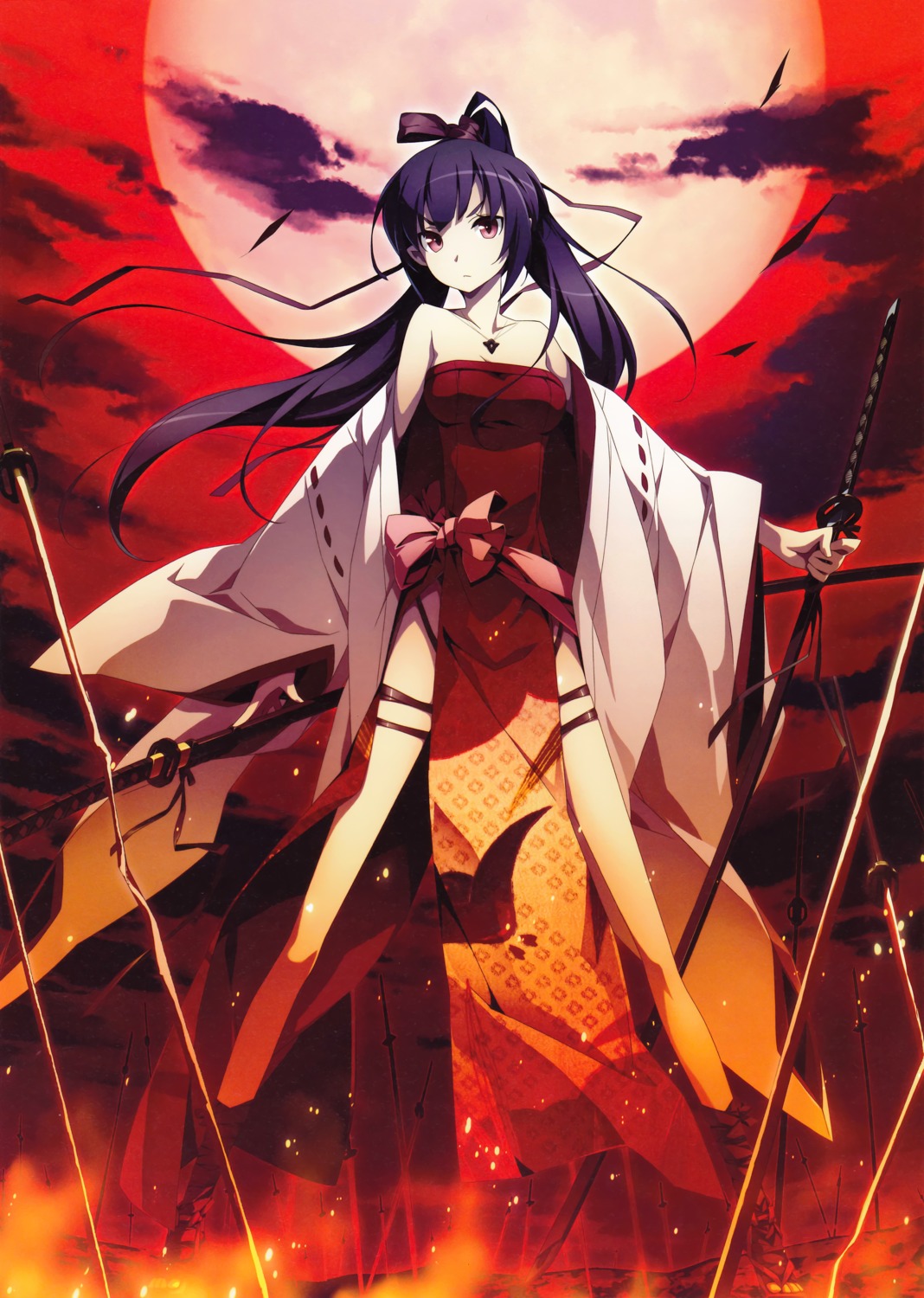 akinoko, garter, miko, sword