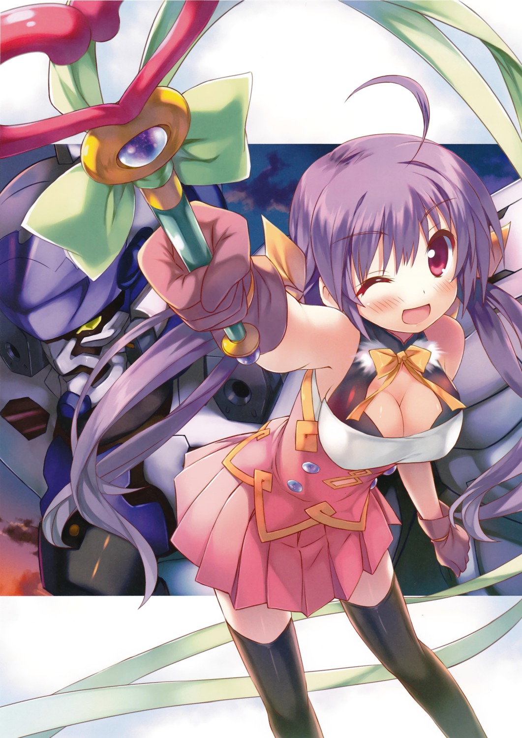 cleavage, kiba_satoshi, mecha, thighhighs