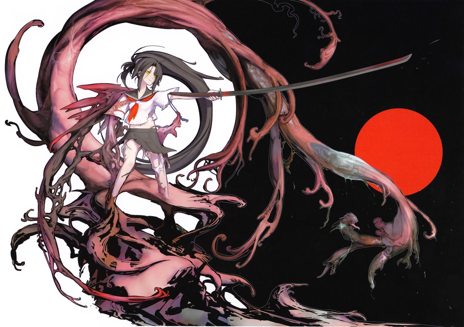 chuuou_higashiguchi, seifuku, sword