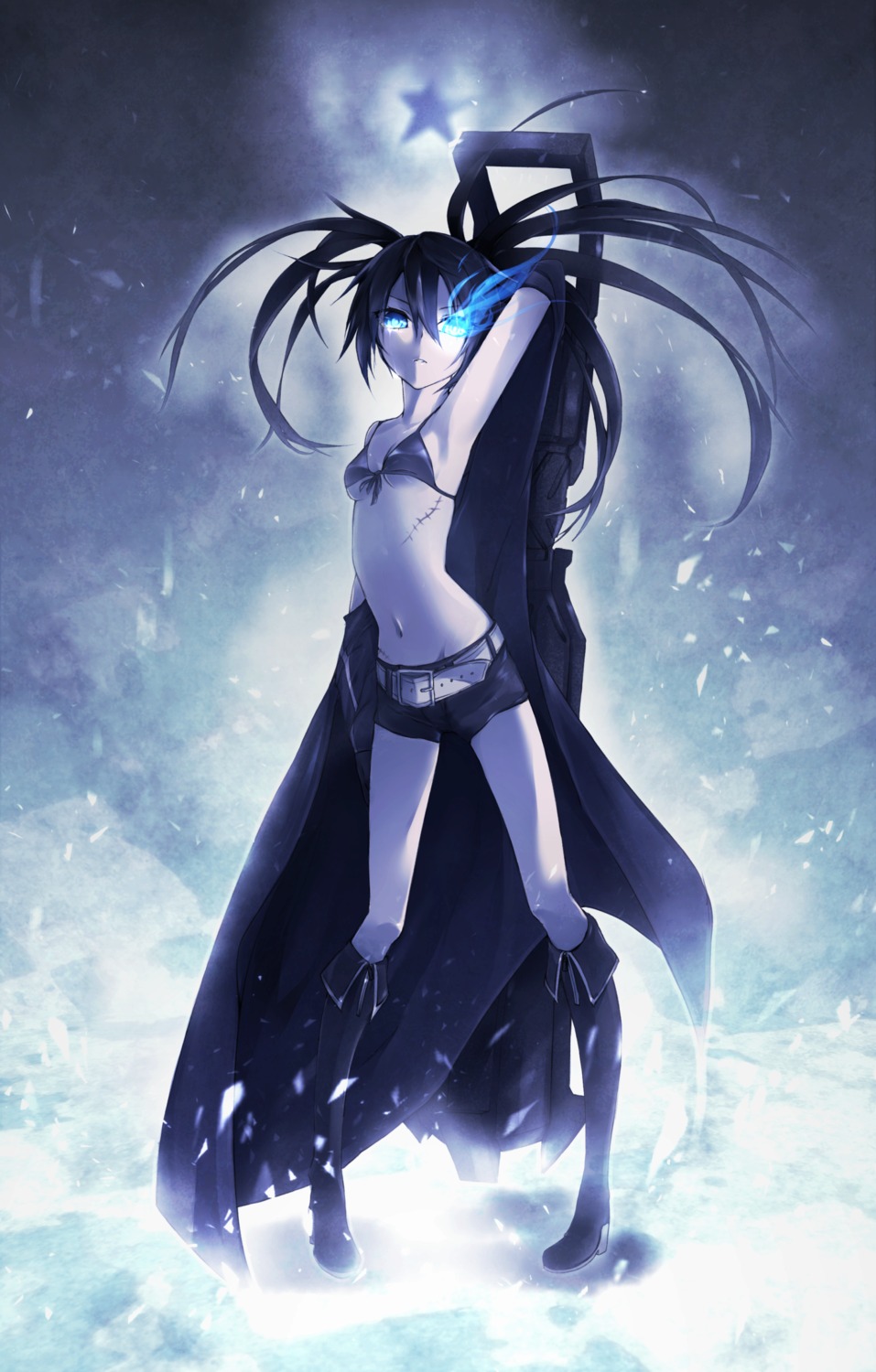 bikini_top, black_rock_shooter, black_rock_shooter_(character), swimsuits, takka, underboob, vocaloid