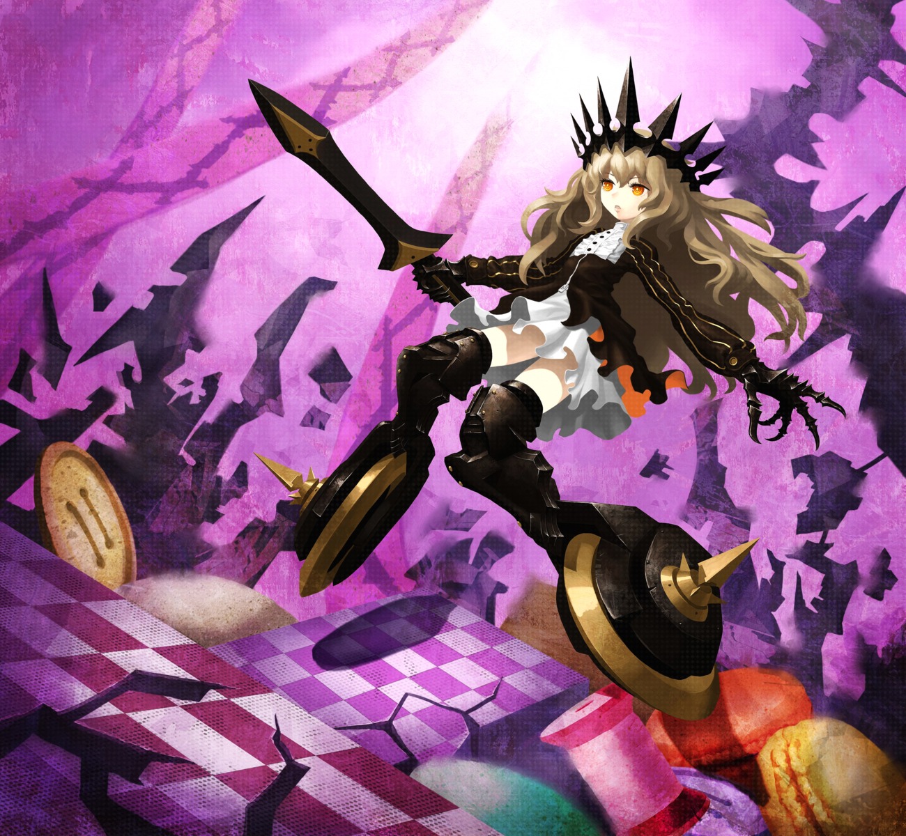 black_rock_shooter, chariot, odibil, sword, vocaloid