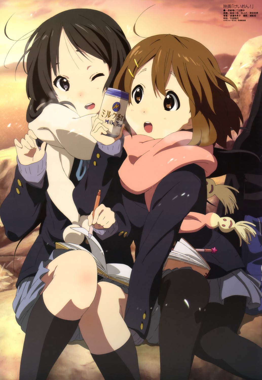akiyama_mio, hirasawa_yui, k-on!, pantyhose, sakamoto_kazuya, seifuku