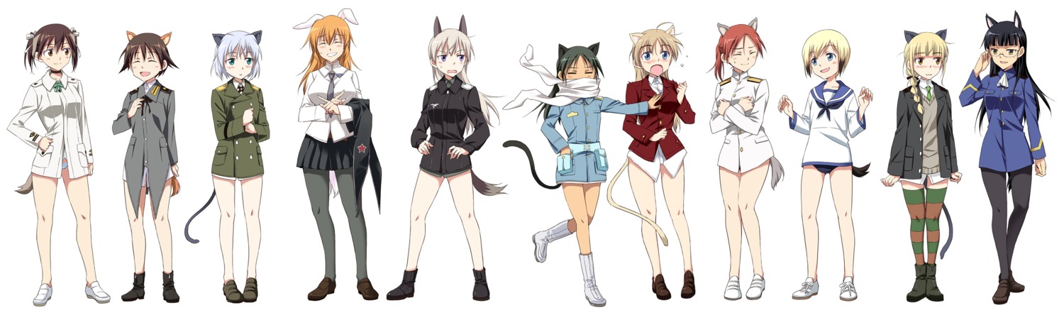 agahari, animal_ears, bunny_ears, charlotte_e_yeager, eila_ilmatar_juutilainen, erica_hartmann, francesca_lucchini, gertrud_barkhorn