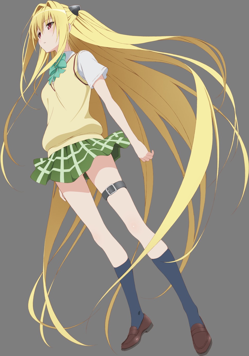 garter, konjiki_no_yami, oka_yuuichi, seifuku, skirt_lift, to_love_ru, to_love_ru_darkness, transparent_png