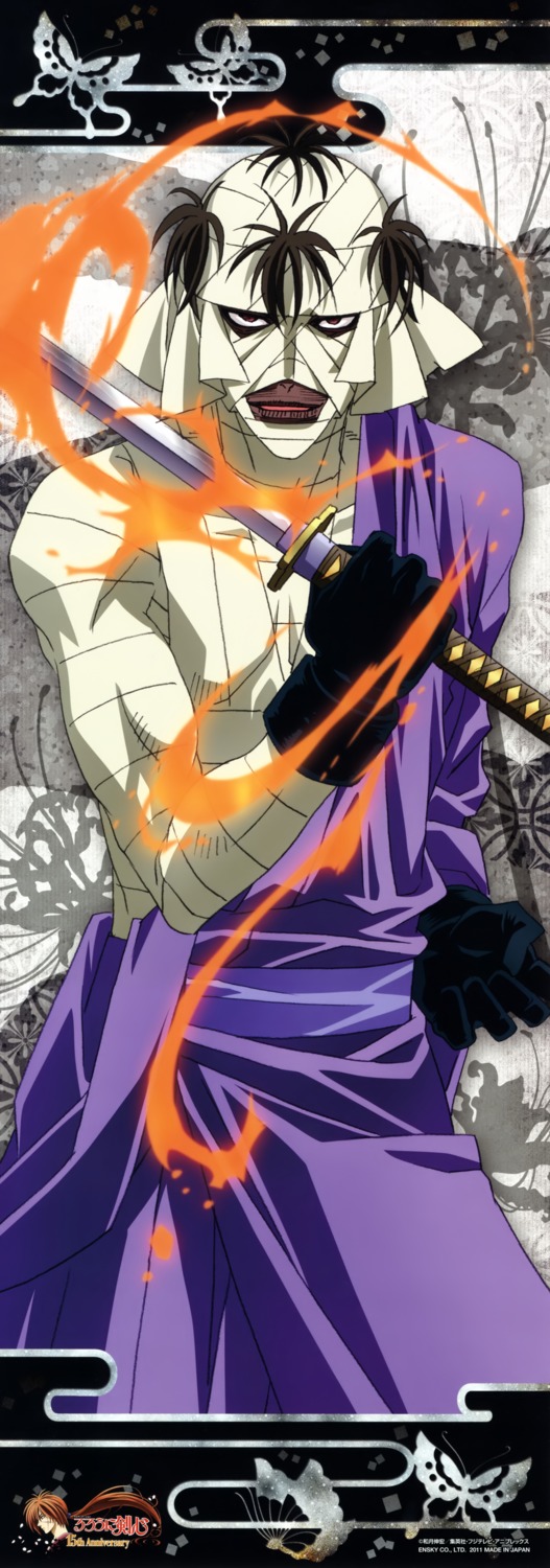 male, rurouni_kenshin, shishio_makoto, stick_poster, sword