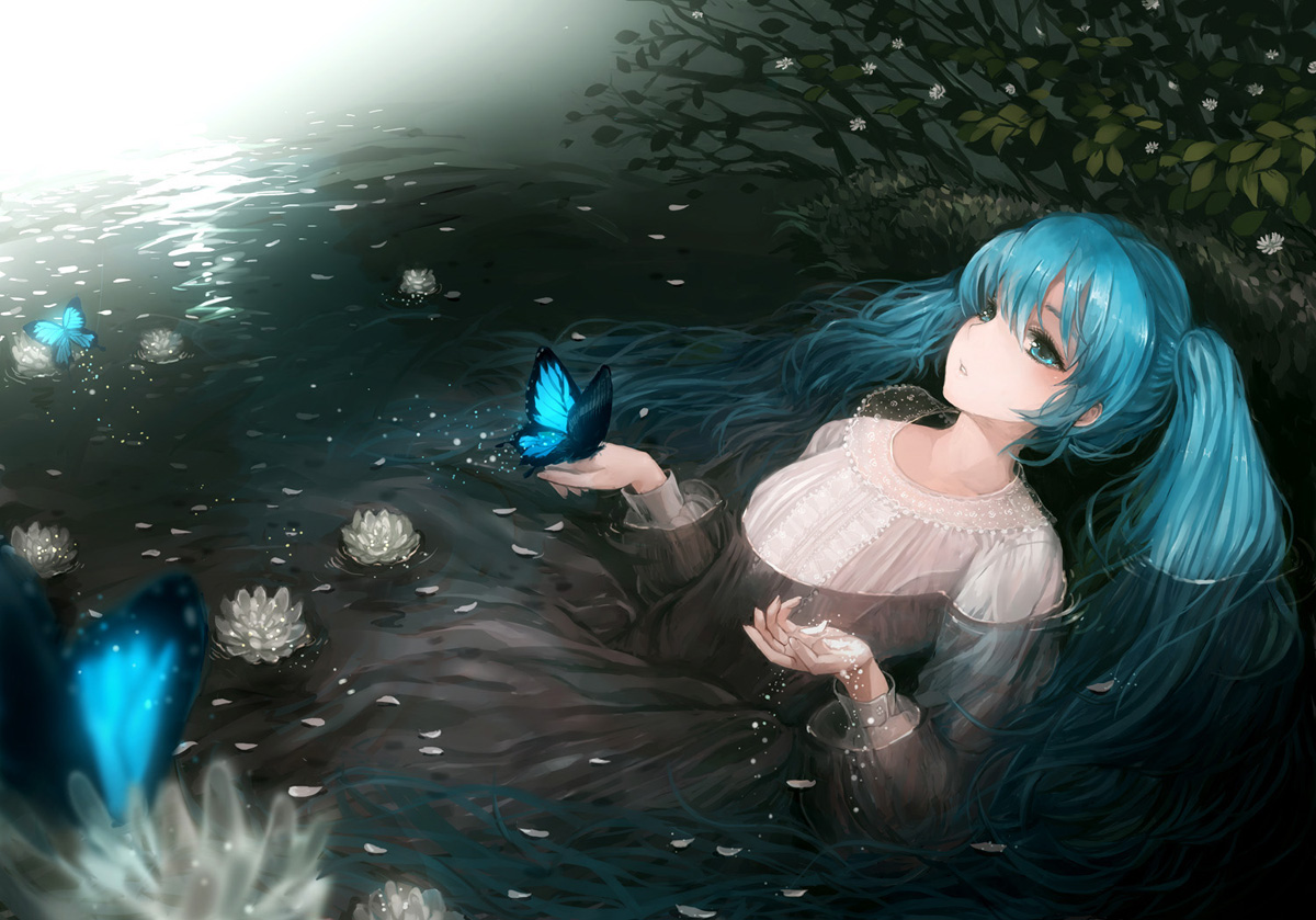 dress, hatsune_miku, sususuyo, vocaloid, wet_clothes