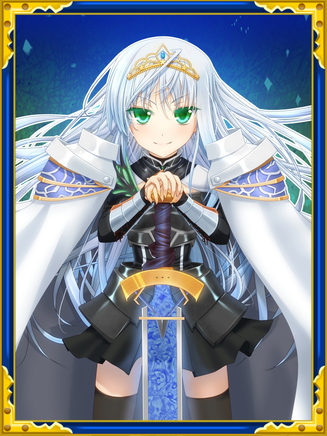 armor, komore, sword, thighhighs