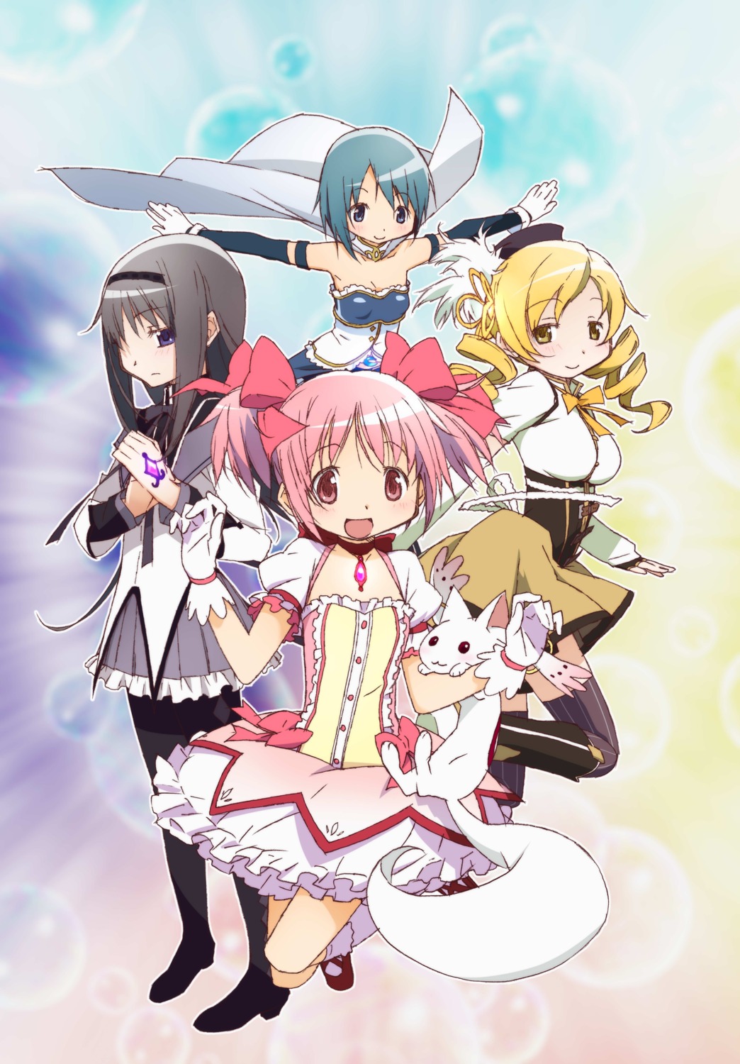 akemi_homura, kaname_madoka, kishida_takahiro, kyubey, mahou_shoujo_madoka_magica, miki_sayaka, tomoe_mami