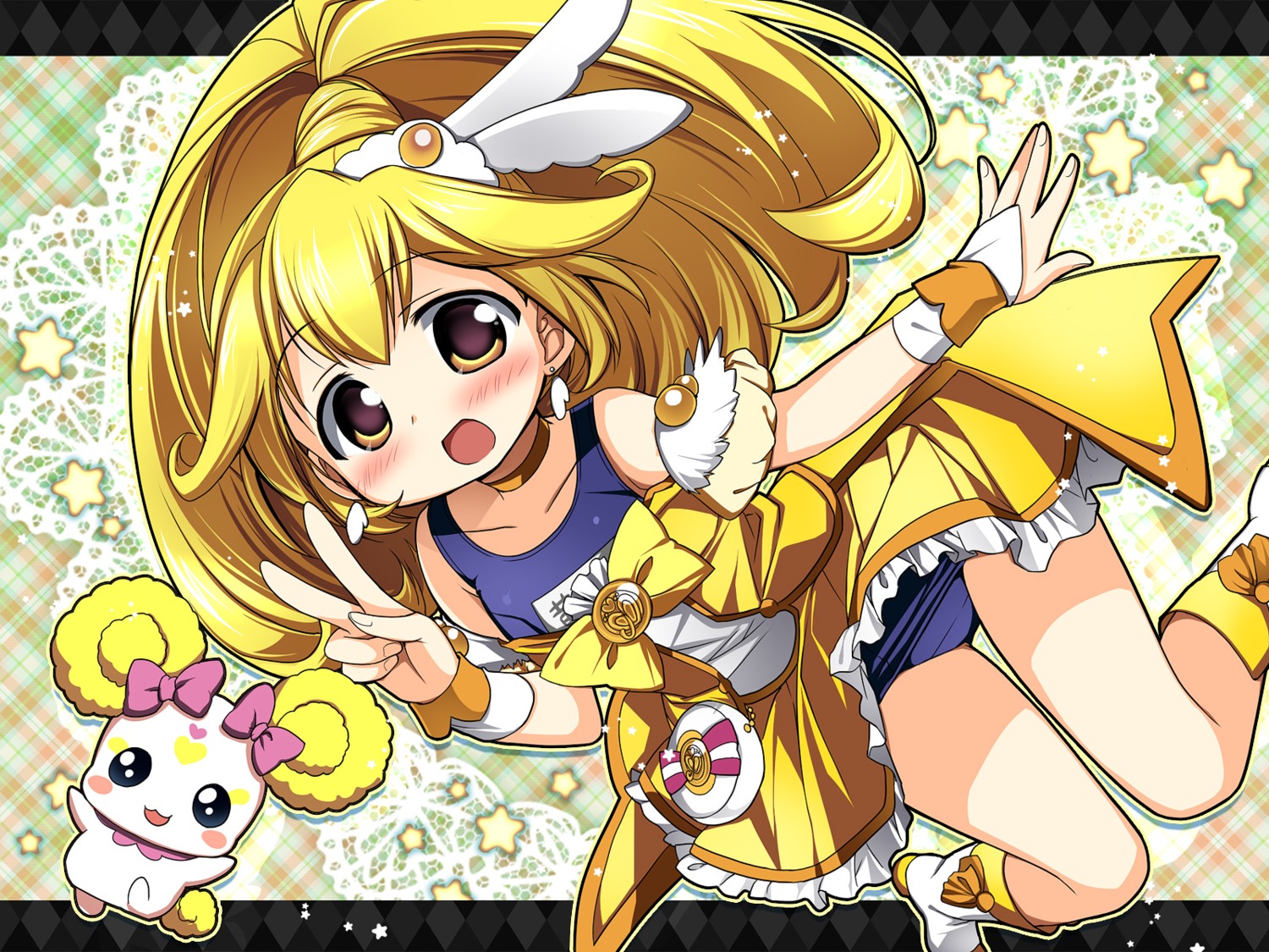 candy_(smile_precure), kise_yayoi, nagayama_yuunon, precure, school_swimsuit, smile_precure!, swimsuits, wallpaper